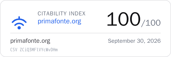 Citability Index 100/100 — Primafonte